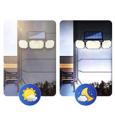 Applique murale extérieure LED moderne minimaliste solaire étanche en ABS plastique de forme rectangulaire, carrée ou ronde pour jardin 