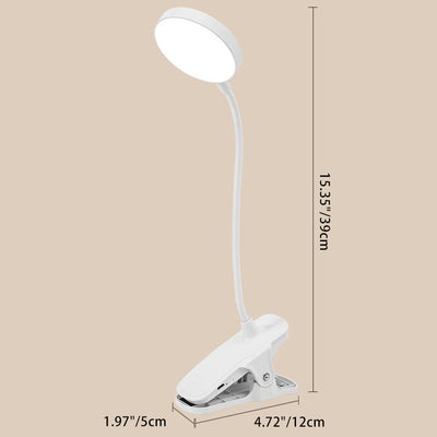 Modern Minimalist Round Adjustable Long Hose Clamp Plastic LED Table Lamp For Bedroom