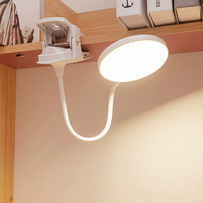 Modern Minimalist Round Adjustable Long Hose Clamp Plastic LED Table Lamp For Bedroom