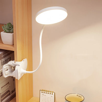 Modern Minimalist Round Adjustable Long Hose Clamp Plastic LED Table Lamp For Bedroom