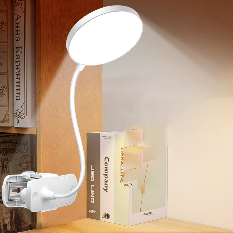Modern Minimalist Round Adjustable Long Hose Clamp Plastic LED Table Lamp For Bedroom