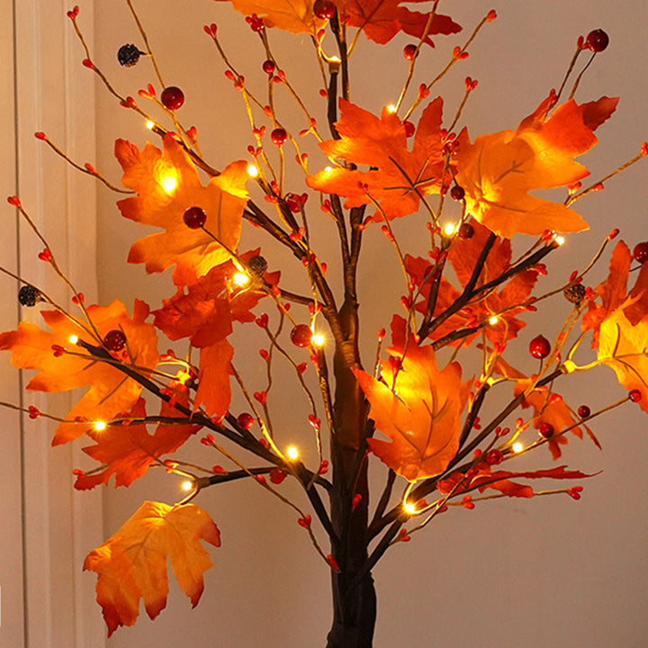 Zeitgenössische skandinavische Baum Ahornblatt quadratische Basis Kunststoff PVC Band LED Tischlampe für Schlafzimmer 