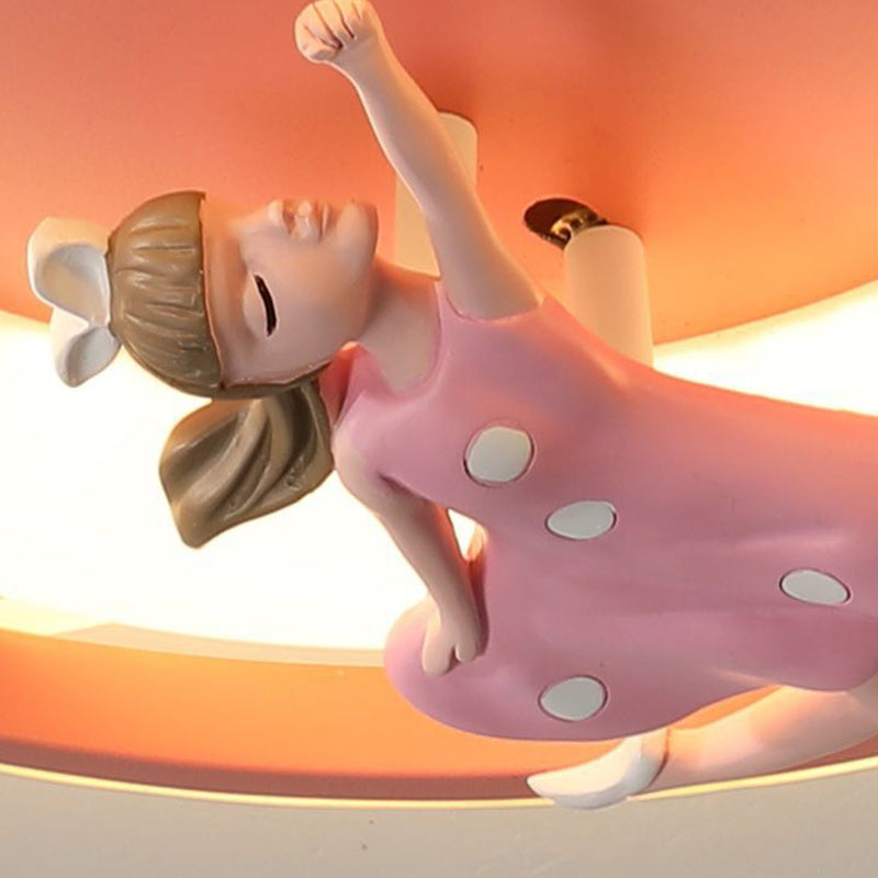 Plafonnier LED en acrylique et fer de forme ovale ronde avec motif contemporain de dessin animé pour enfants avec astronaute, fusée et princesse, pour chambre à coucher 