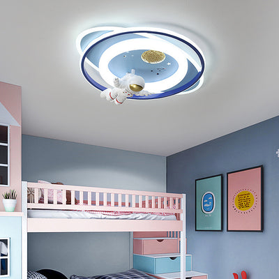 Zeitgenössische kreative Cartoon Kinder Astronaut Rakete Prinzessin Runde Oval Eisen Acryl LED Unterputz Deckenleuchte für Schlafzimmer 