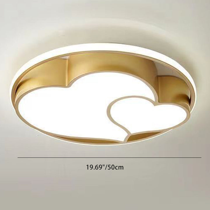 Plafonnier LED moderne scandinave romantique double cœur rond en fer et acrylique pour chambre à coucher 