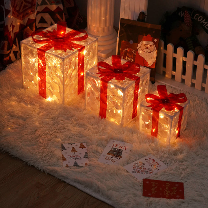 Modern Minimalist Square Christmas Gift Box PVC LED Standing Floor Lamp Decorative Light For Living Room
