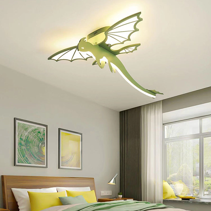Luz de techo semiempotrada LED de acrílico PVC hierro chasis ovalado dinosaurio para niños creativa contemporánea para dormitorio infantil 
