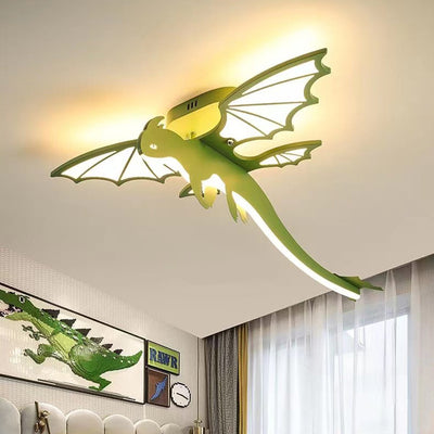 Luz de techo semiempotrada LED de acrílico PVC hierro chasis ovalado dinosaurio para niños creativa contemporánea para dormitorio infantil 