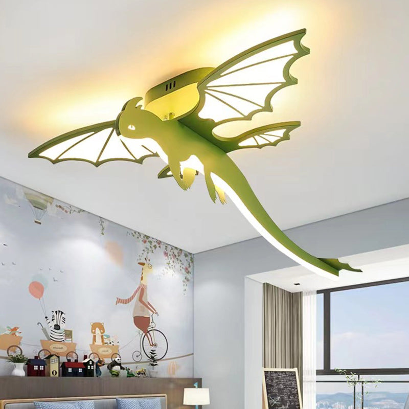 Luz de techo semiempotrada LED de acrílico PVC hierro chasis ovalado dinosaurio para niños creativa contemporánea para dormitorio infantil 