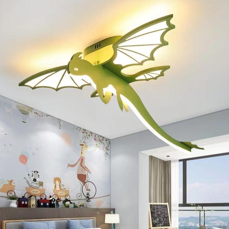 Luz de techo semiempotrada LED de acrílico PVC hierro chasis ovalado dinosaurio para niños creativa contemporánea para dormitorio infantil 