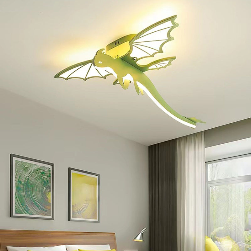 Luz de techo semiempotrada LED de acrílico PVC hierro chasis ovalado dinosaurio para niños creativa contemporánea para dormitorio infantil 