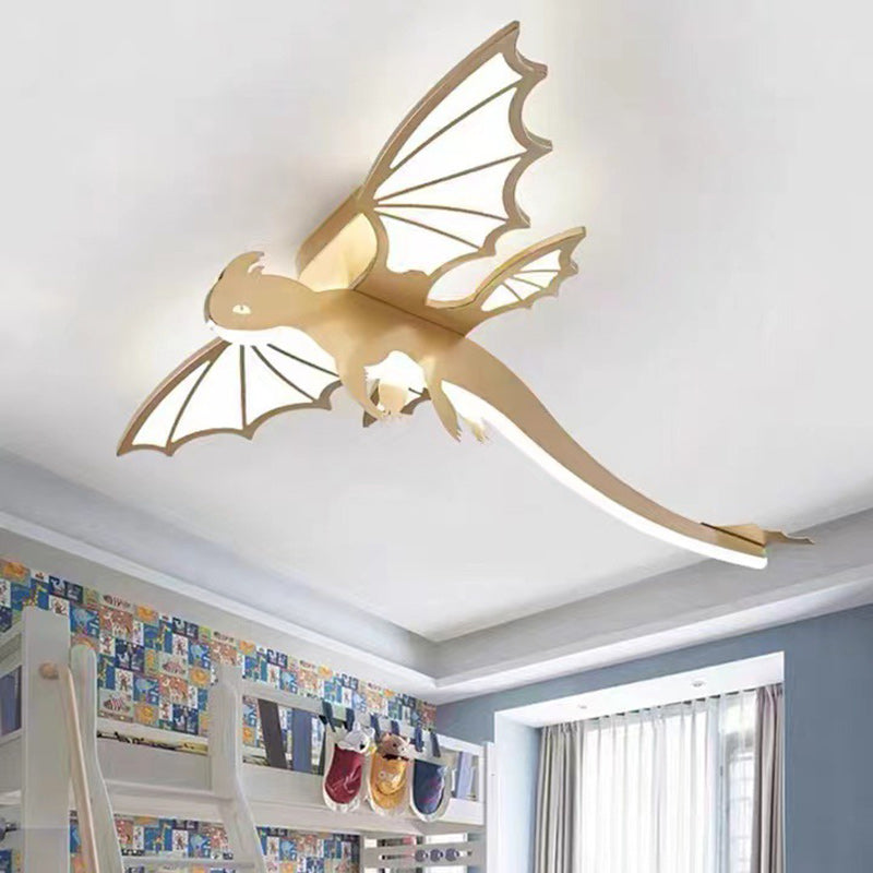 Luz de techo semiempotrada LED de acrílico PVC hierro chasis ovalado dinosaurio para niños creativa contemporánea para dormitorio infantil 