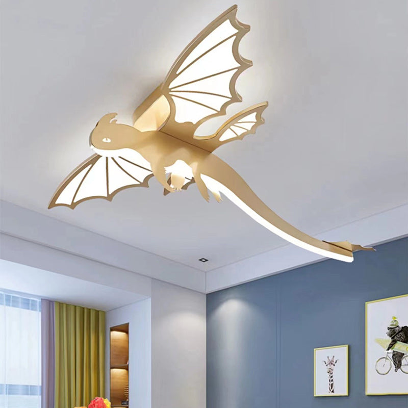 Luz de techo semiempotrada LED de acrílico PVC hierro chasis ovalado dinosaurio para niños creativa contemporánea para dormitorio infantil 