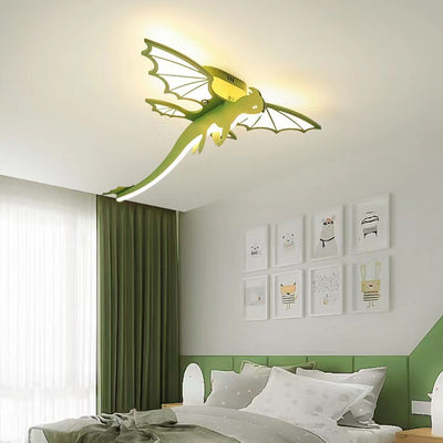 Luz de techo semiempotrada LED de acrílico PVC hierro chasis ovalado dinosaurio para niños creativa contemporánea para dormitorio infantil 