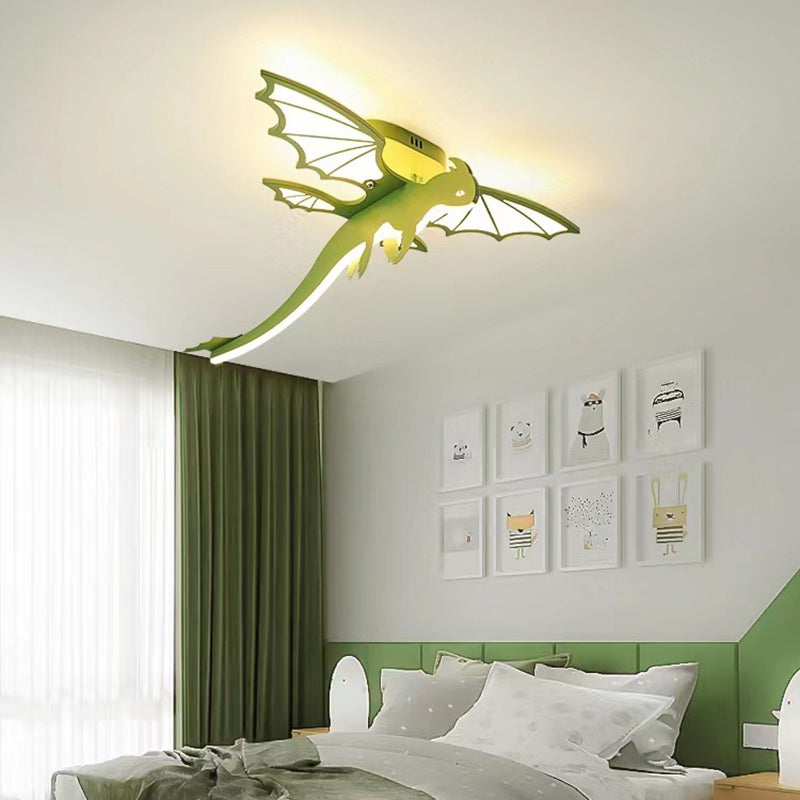 Luz de techo semiempotrada LED de acrílico PVC hierro chasis ovalado dinosaurio para niños creativa contemporánea para dormitorio infantil 