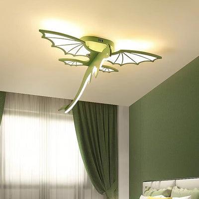 Luz de techo semiempotrada LED de acrílico PVC hierro chasis ovalado dinosaurio para niños creativa contemporánea para dormitorio infantil 