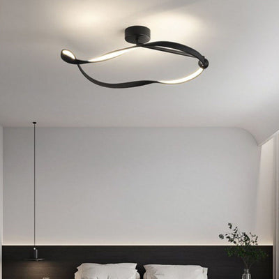 Lustre moderne minimaliste à montage semi-encastré LED en aluminium, fer et acrylique avec base en disque irrégulier pour chambre 