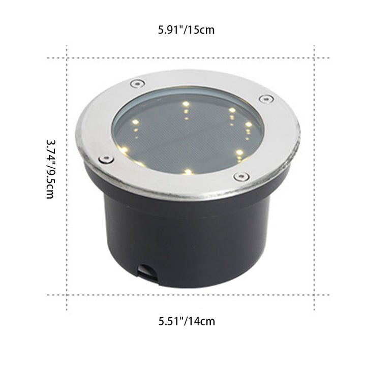 Lumière paysagère moderne minimaliste solaire étanche cylindre disque aluminium verre acier inoxydable LED pour jardin 
