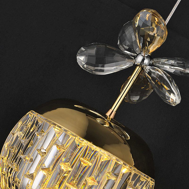 Suspension LED en acrylique avec base en disque floral sphérique créatif contemporain et matériel en aluminium pour chambre 