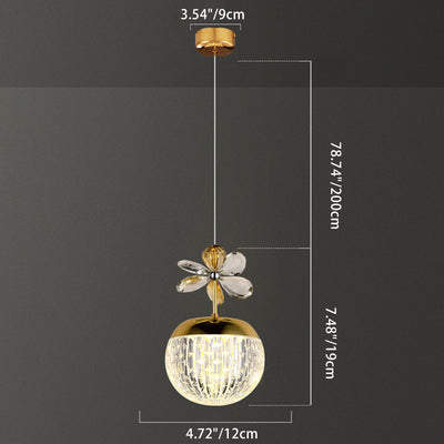 Suspension LED en acrylique avec base en disque floral sphérique créatif contemporain et matériel en aluminium pour chambre 