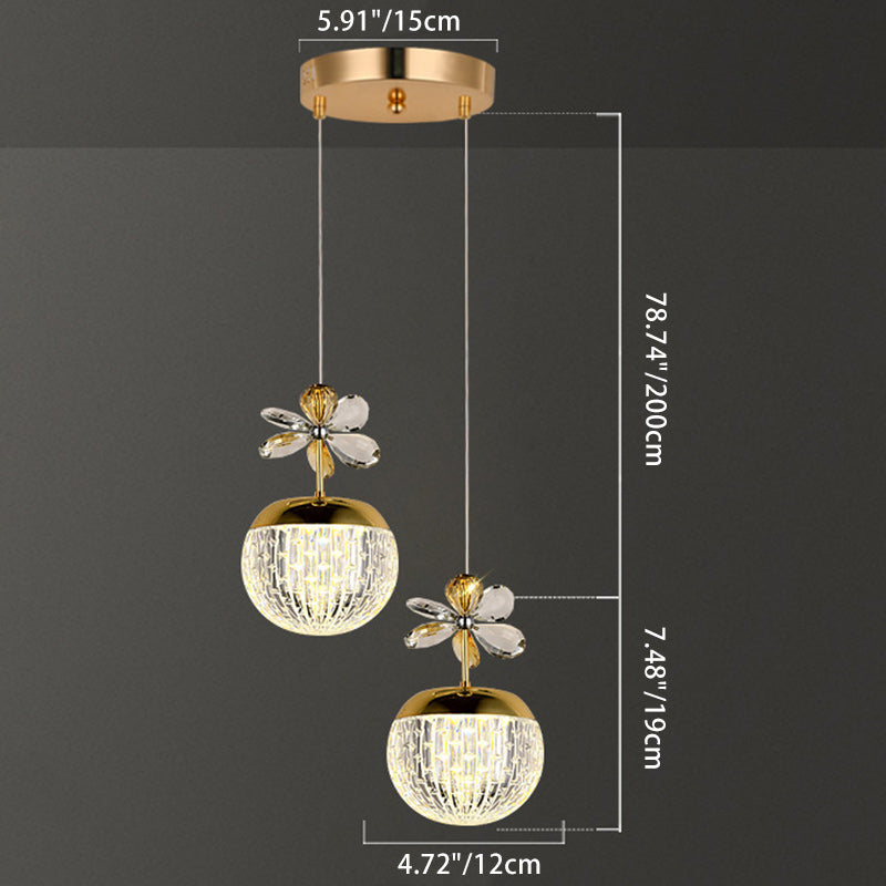 Suspension LED en acrylique avec base en disque floral sphérique créatif contemporain et matériel en aluminium pour chambre 