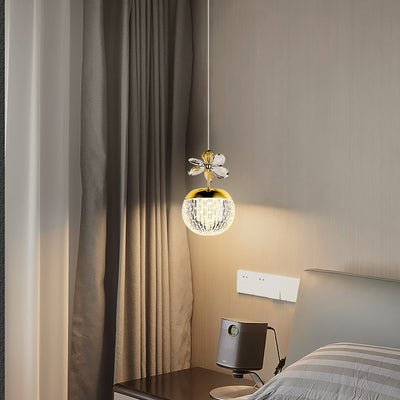 Suspension LED en acrylique avec base en disque floral sphérique créatif contemporain et matériel en aluminium pour chambre 