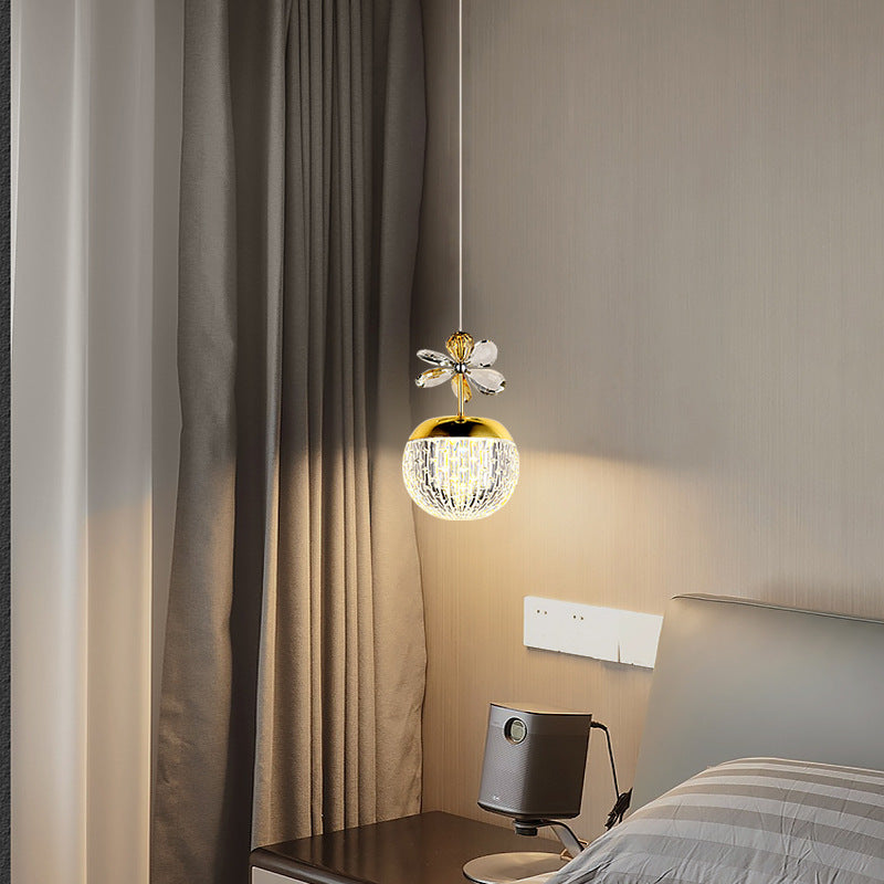 Suspension LED en acrylique avec base en disque floral sphérique créatif contemporain et matériel en aluminium pour chambre 