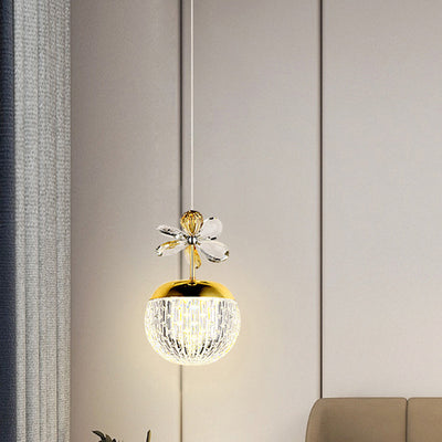Suspension LED en acrylique avec base en disque floral sphérique créatif contemporain et matériel en aluminium pour chambre 