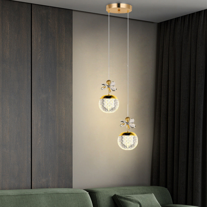 Suspension LED en acrylique avec base en disque floral sphérique créatif contemporain et matériel en aluminium pour chambre 