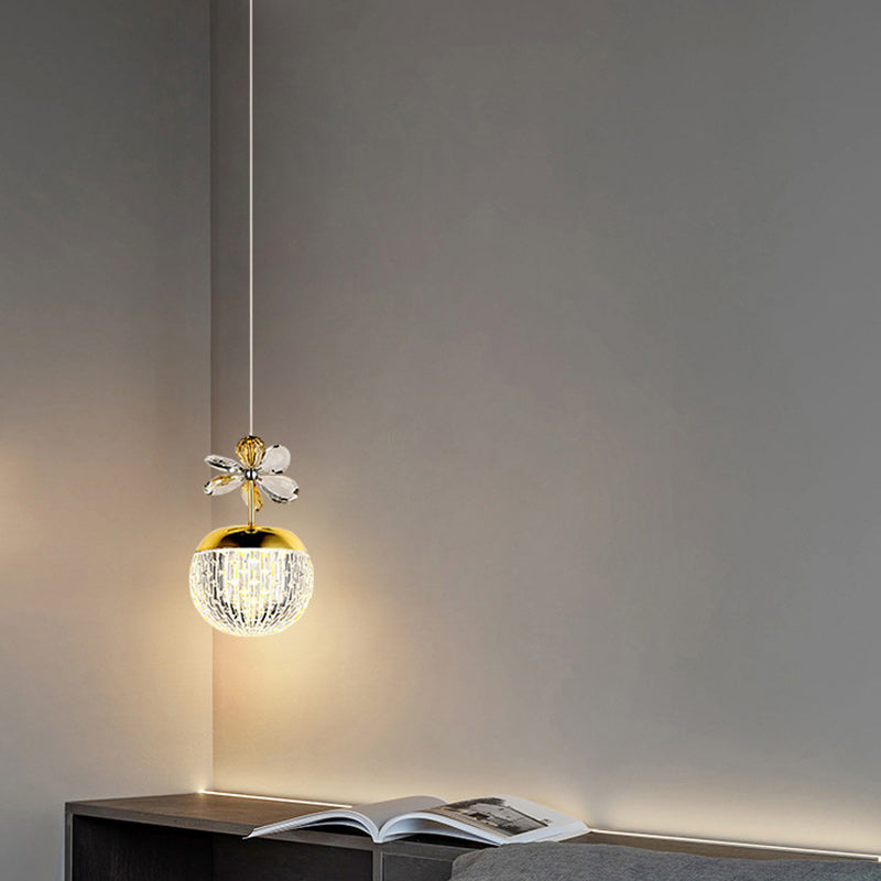 Suspension LED en acrylique avec base en disque floral sphérique créatif contemporain et matériel en aluminium pour chambre 