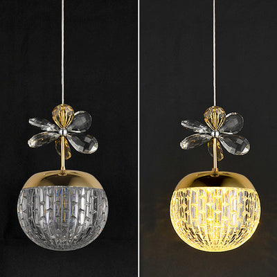 Suspension LED en acrylique avec base en disque floral sphérique créatif contemporain et matériel en aluminium pour chambre 