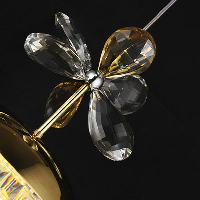 Suspension LED en acrylique avec base en disque floral sphérique créatif contemporain et matériel en aluminium pour chambre 