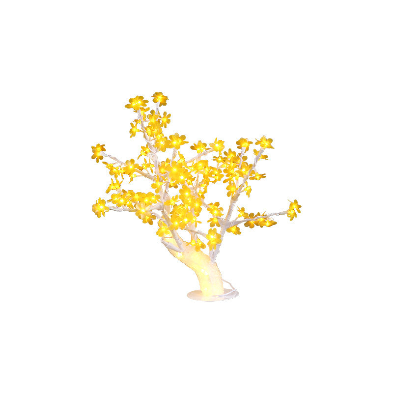 Lampe de table LED en fer et plastique avec base ronde en forme de pétale de fleur d&