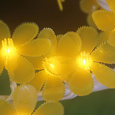 Lampe de table LED en fer et plastique avec base ronde en forme de pétale de fleur d'arbre créatif contemporain pour chambre à coucher 