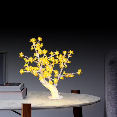 Lampe de table LED en fer et plastique avec base ronde en forme de pétale de fleur d'arbre créatif contemporain pour chambre à coucher 