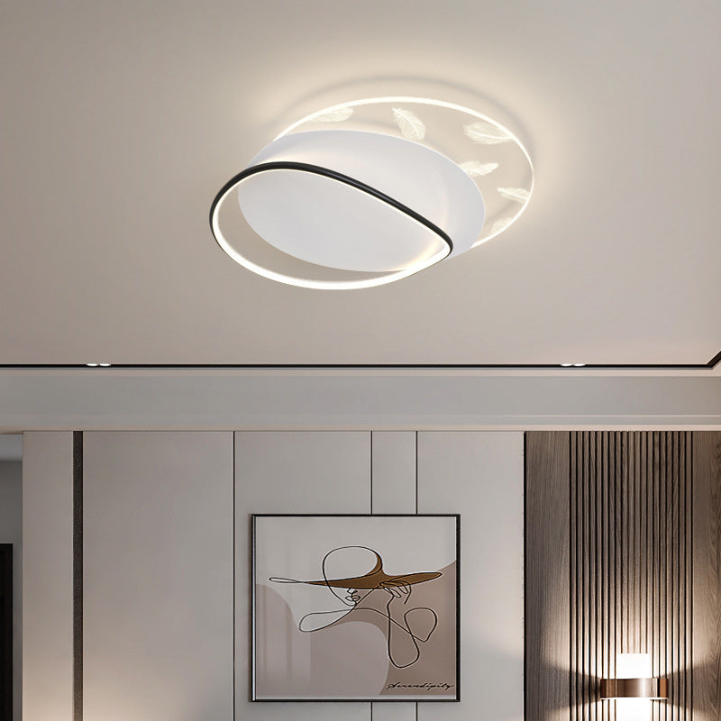 Zeitgenössische skandinavische quadratische, gewellte, runde, kaskadierende Federmuster-LED-Deckenleuchte aus Eisen, Aluminium und Acryl für Schlafzimmer 