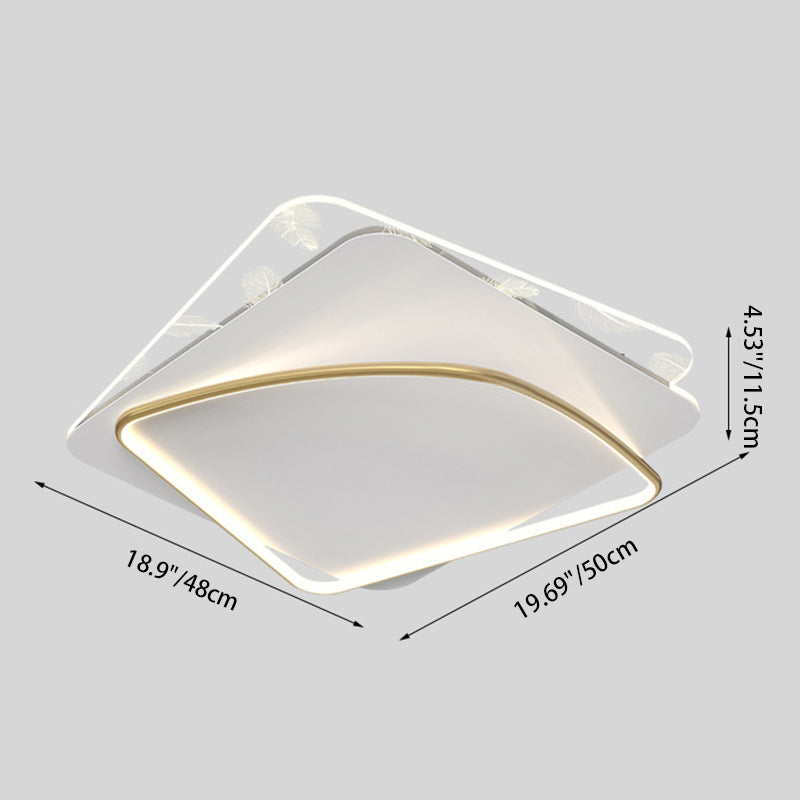 Zeitgenössische skandinavische quadratische, gewellte, runde, kaskadierende Federmuster-LED-Deckenleuchte aus Eisen, Aluminium und Acryl für Schlafzimmer 