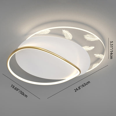 Zeitgenössische skandinavische quadratische, gewellte, runde, kaskadierende Federmuster-LED-Deckenleuchte aus Eisen, Aluminium und Acryl für Schlafzimmer 