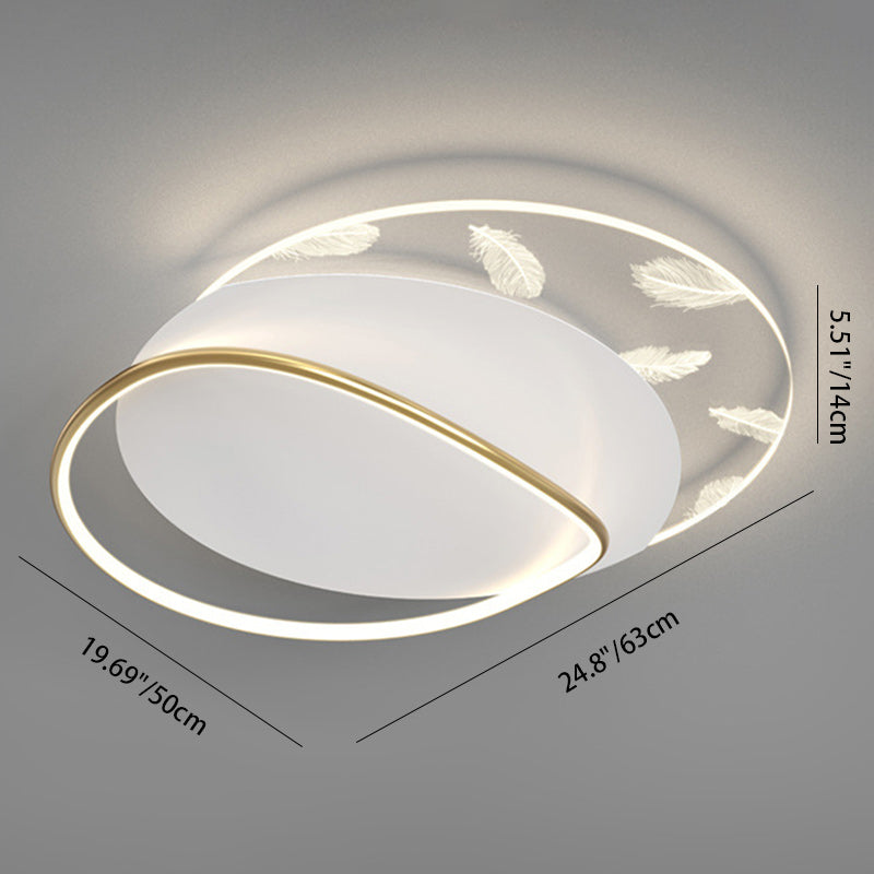 Zeitgenössische skandinavische quadratische, gewellte, runde, kaskadierende Federmuster-LED-Deckenleuchte aus Eisen, Aluminium und Acryl für Schlafzimmer 