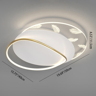 Zeitgenössische skandinavische quadratische, gewellte, runde, kaskadierende Federmuster-LED-Deckenleuchte aus Eisen, Aluminium und Acryl für Schlafzimmer 