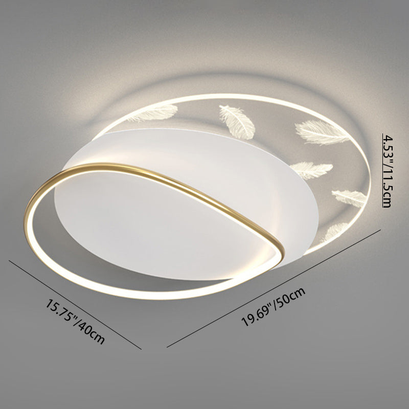 Zeitgenössische skandinavische quadratische, gewellte, runde, kaskadierende Federmuster-LED-Deckenleuchte aus Eisen, Aluminium und Acryl für Schlafzimmer 