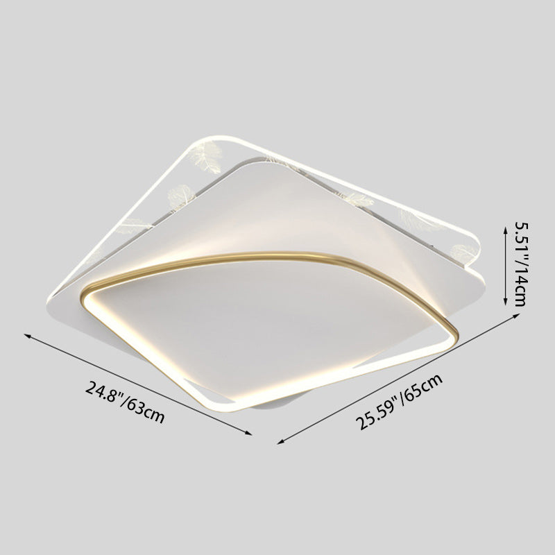Zeitgenössische skandinavische quadratische, gewellte, runde, kaskadierende Federmuster-LED-Deckenleuchte aus Eisen, Aluminium und Acryl für Schlafzimmer 