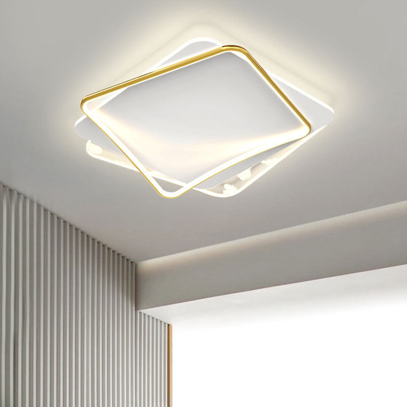 Zeitgenössische skandinavische quadratische, gewellte, runde, kaskadierende Federmuster-LED-Deckenleuchte aus Eisen, Aluminium und Acryl für Schlafzimmer 
