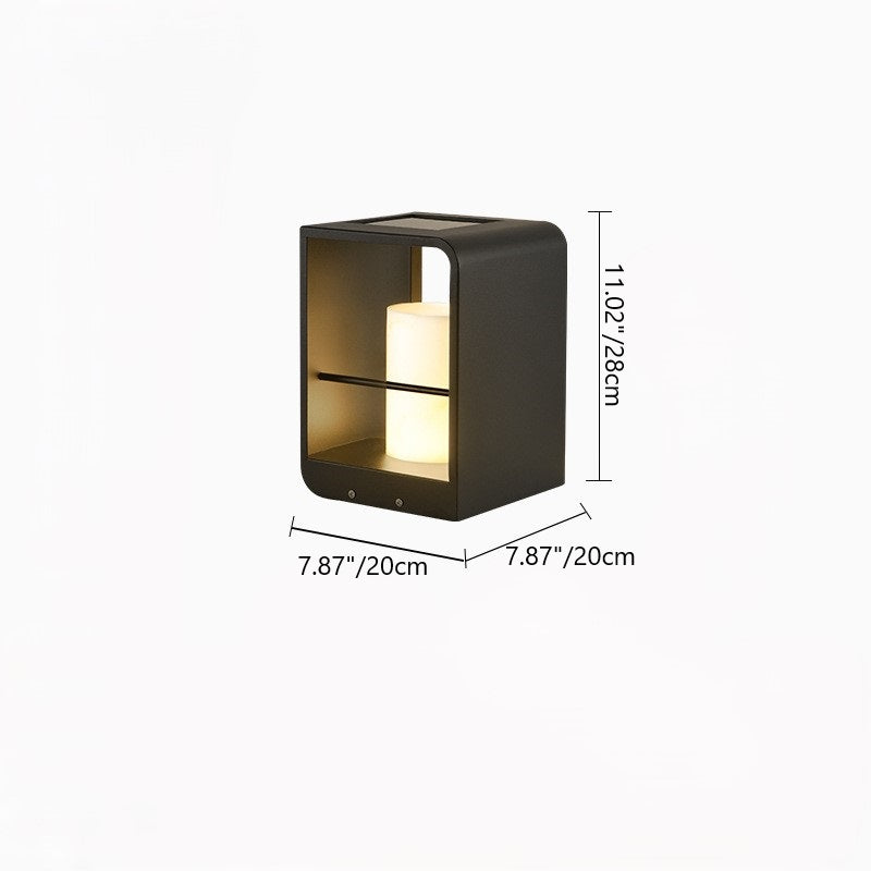 Modern Minimalist Solar Waterproof Rectangle Hollow Rounded Edge Stainless Steel PC LED Outdoor Landscape Light For Outdoor Patio