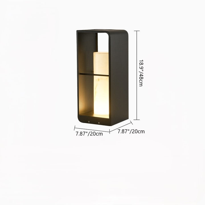 Modern Minimalist Solar Waterproof Rectangle Hollow Rounded Edge Stainless Steel PC LED Outdoor Landscape Light For Outdoor Patio