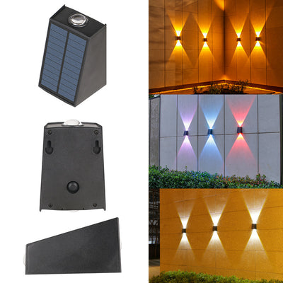 Applique murale extérieure LED en ABS PVC rectangulaire trapézoïdale imperméable solaire minimaliste moderne pour jardin 