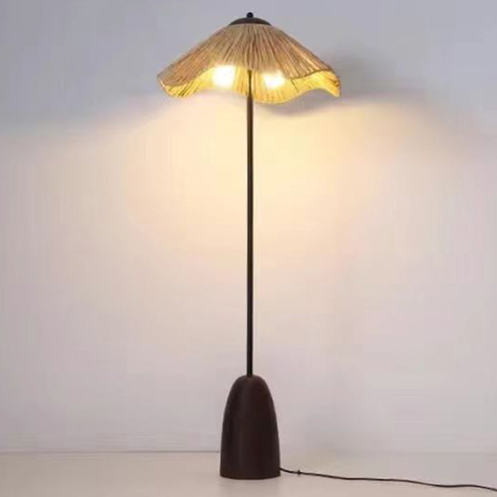 Traditionelle Vintage Regenschirm Zylinder Eisen Stroh 2-Licht Stehlampe für Wohnzimmer 