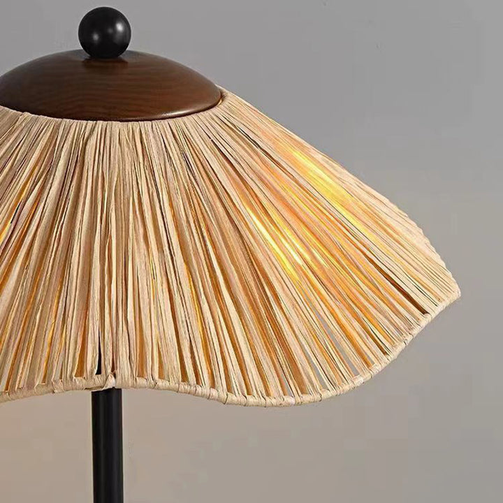 Traditionelle Vintage Regenschirm Zylinder Eisen Stroh 2-Licht Stehlampe für Wohnzimmer 