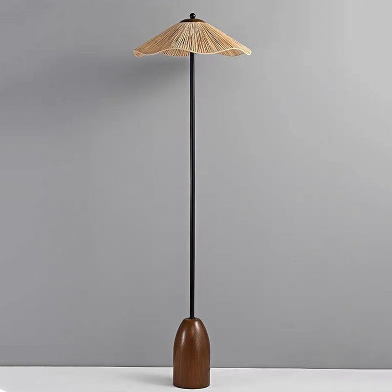Traditionelle Vintage Regenschirm Zylinder Eisen Stroh 2-Licht Stehlampe für Wohnzimmer 