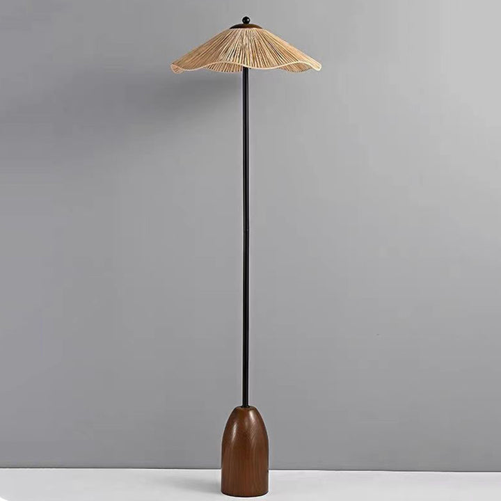 Traditionelle Vintage Regenschirm Zylinder Eisen Stroh 2-Licht Stehlampe für Wohnzimmer 